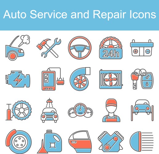 Car service maintenance icon set vector image