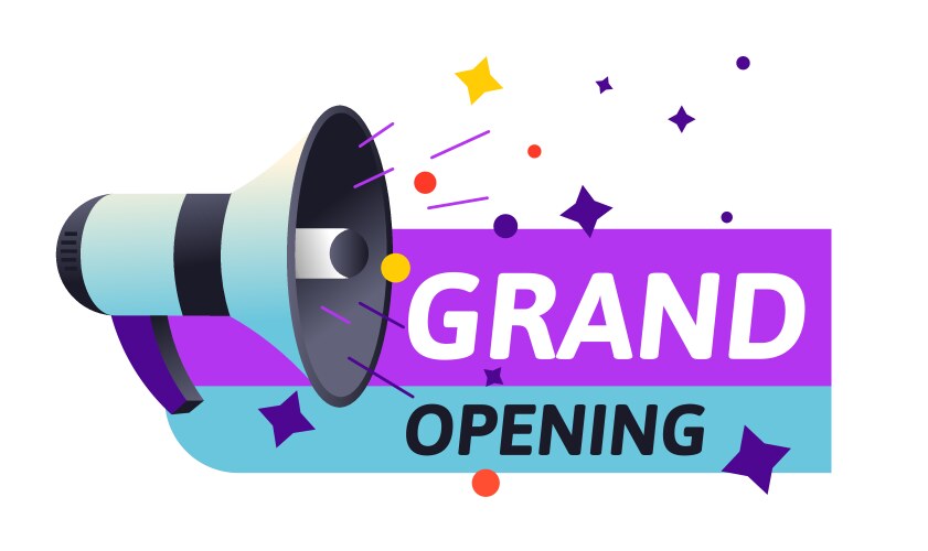 Grand opening with megaphone or bullhorn vector image