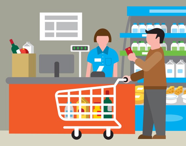 Supermarket and shopping vector image