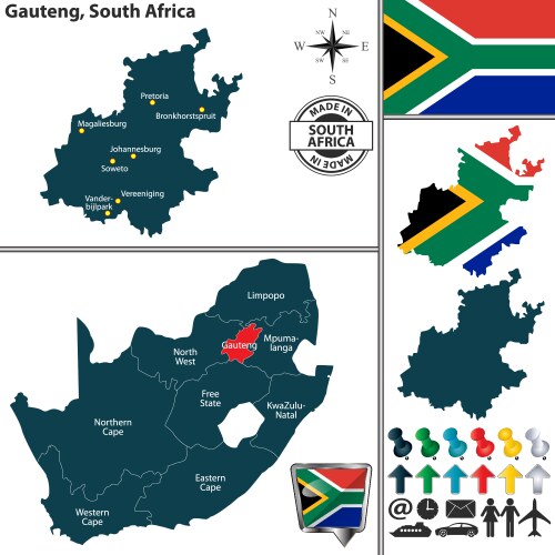 Map of gauteng south africa vector image