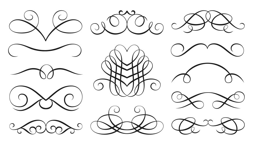 Swirl retro ornate flourish border curl delimiter vector image