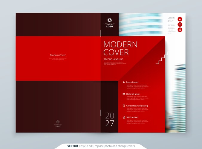 Cover template red for brochure banner vector image