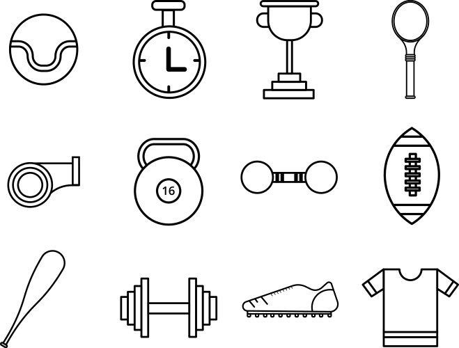 flat thin line sport icons set vector image