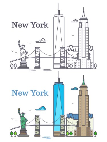 New york city outline skyline nyc line silhouette vektorbild