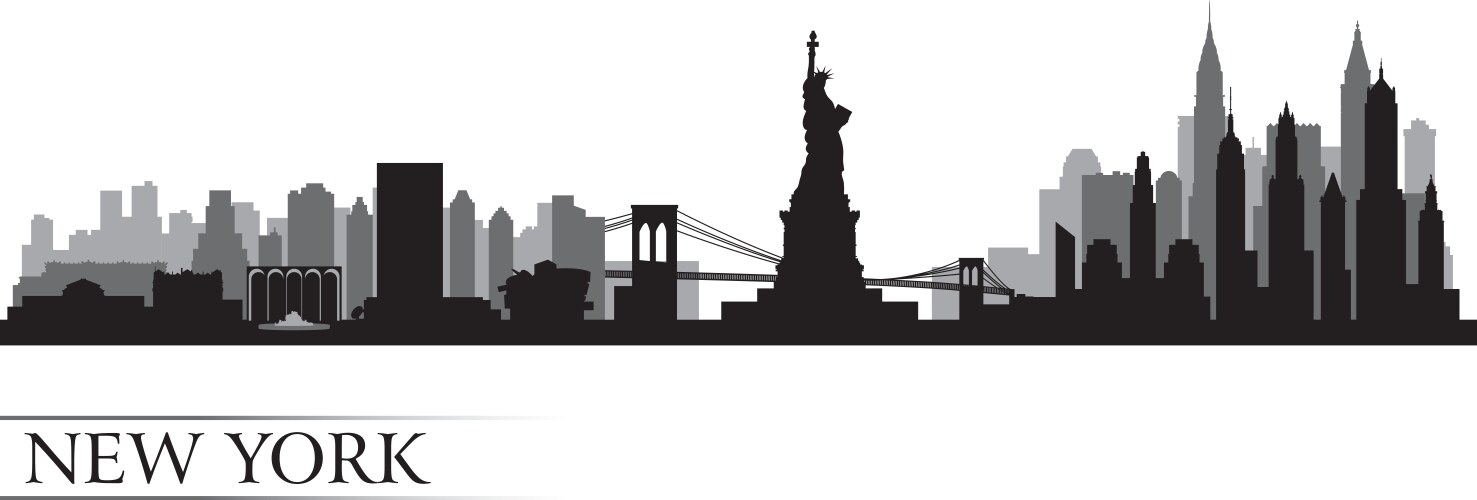 New york city skyline detailed silhouette vector image