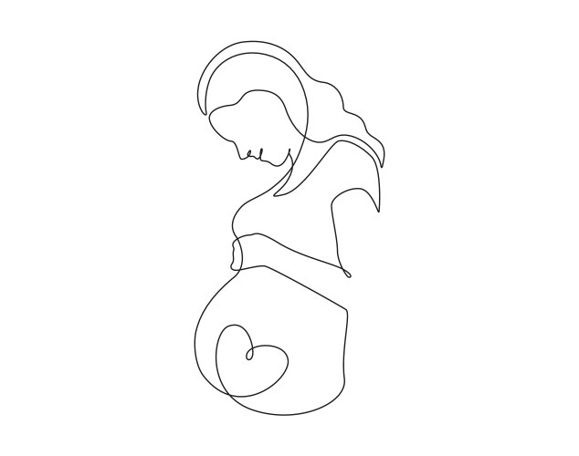 pregnant woman in one continuous line drawing vector image