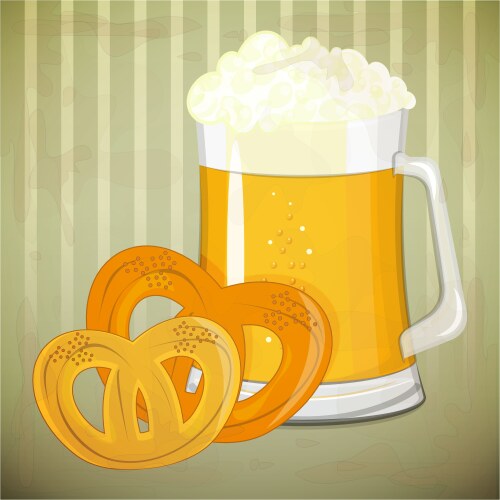 beer and pretzels vector image