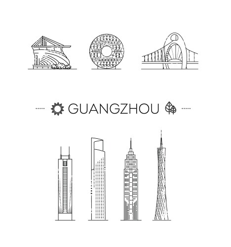 guangzhou symbols in linear vector image