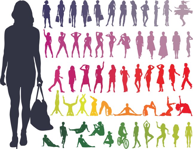 Silhouettes women vector image