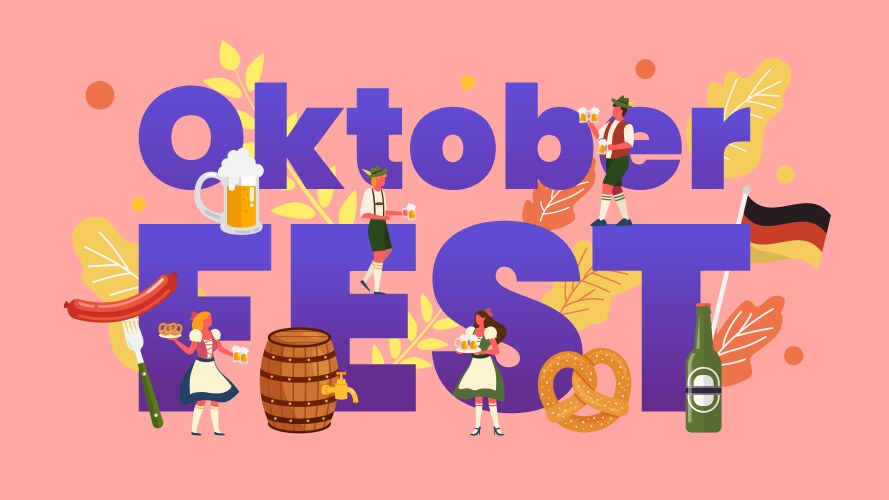 Oktoberfest concept with tiny characters vector image