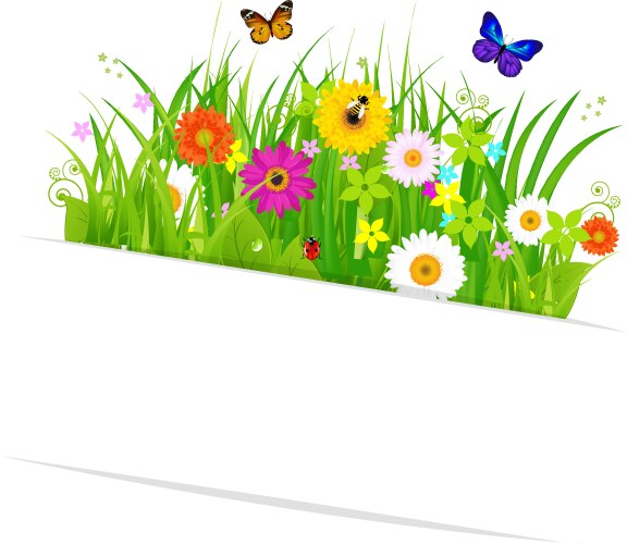 paper sticky with grass and flowers vector image