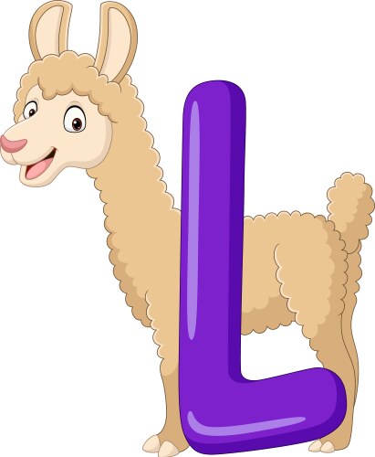 Alphabet letter l for llama vector image