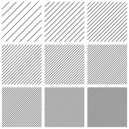 Set square patterns with diagonal lines stripes vector image