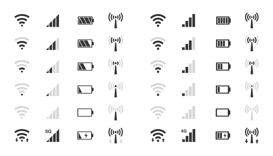 Wifi level icons signal strength indicator vector image