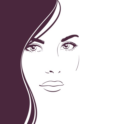 Young woman face with long dark hair vector image