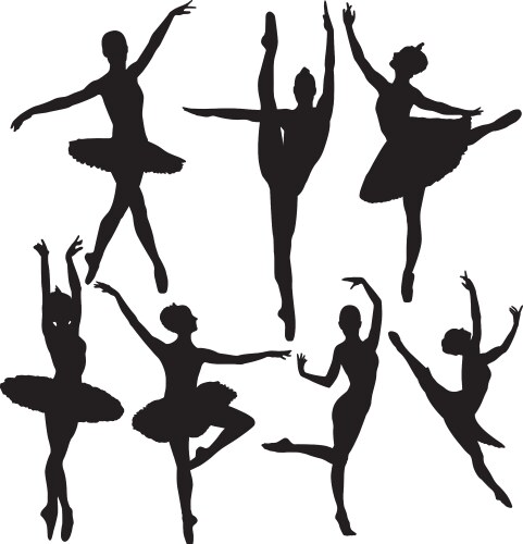 Ballet female dancers silhouettes vector image