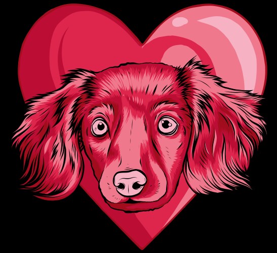 Puppy head dog in heart vector image