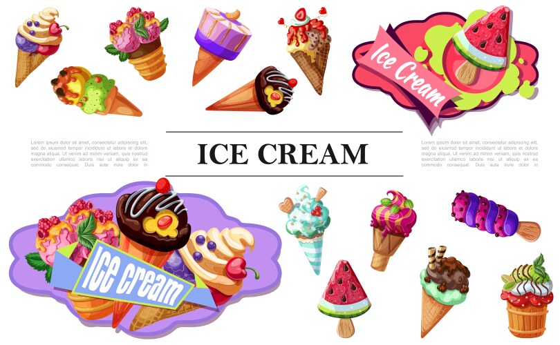 Cartoon ice cream composition vector image