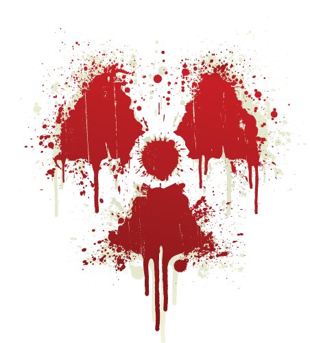 Radioactive symbol blood splatter vector image