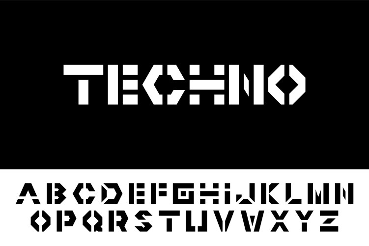 techno font - modern futuristic design vector image