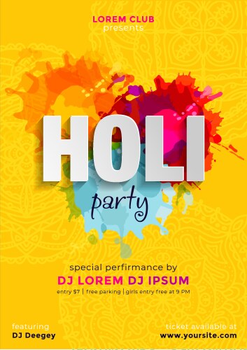 Indian festival colors happy holi celebration vector image