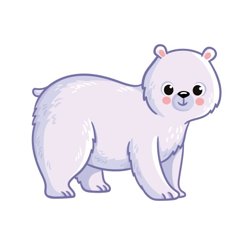 Cute polar bear stands on a white background vector image