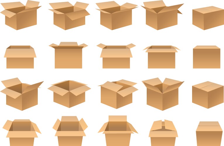 Cardboard box collection vector image