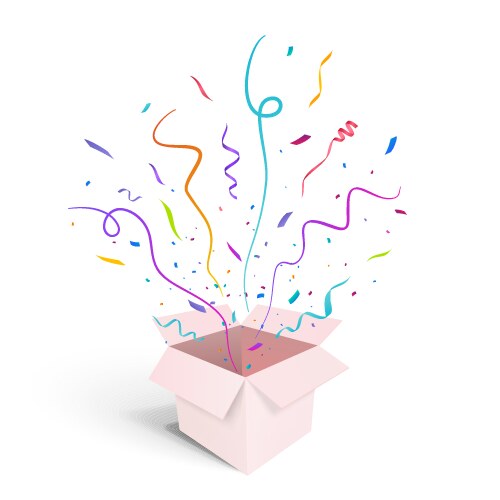 Open gift box with confetti burst vector image