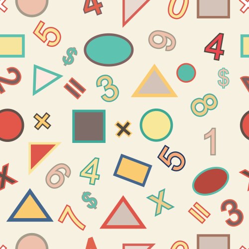 Seamless of numbers and geometric shapes vector image