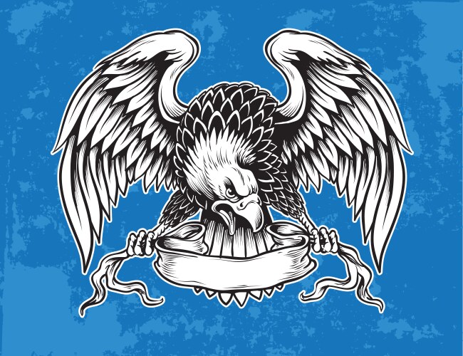 Detailed hand drawn eagle holding scroll vect vector image