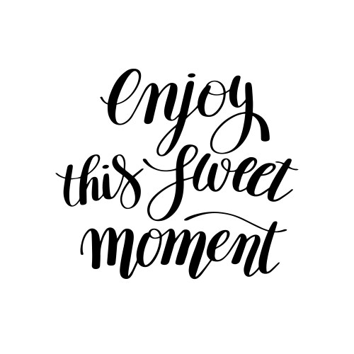 Enjoy this sweet moment hand written lettering vector image