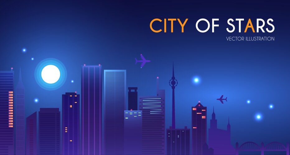 Night city urban landscape simple design vector image