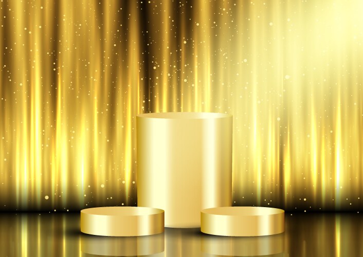 Golden display background with podiums vector image