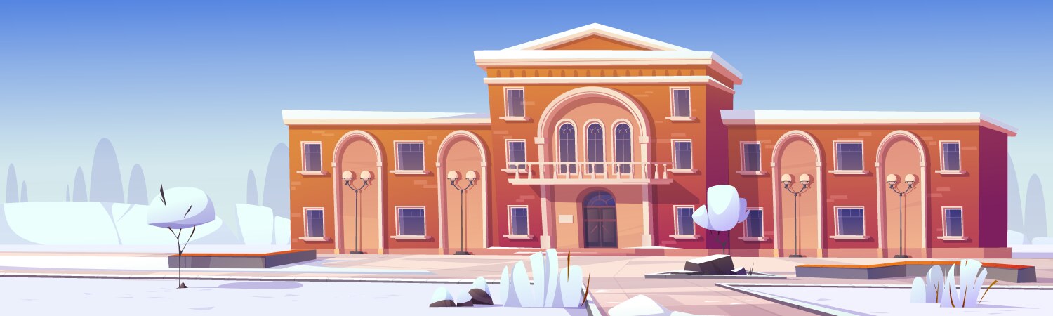 university or public library building at winter vector image