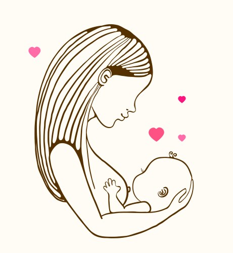 mother breast feeding and cute baby vector image