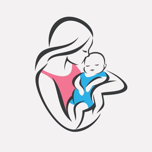 mother and baby stylized symbol mom kiss her vector image