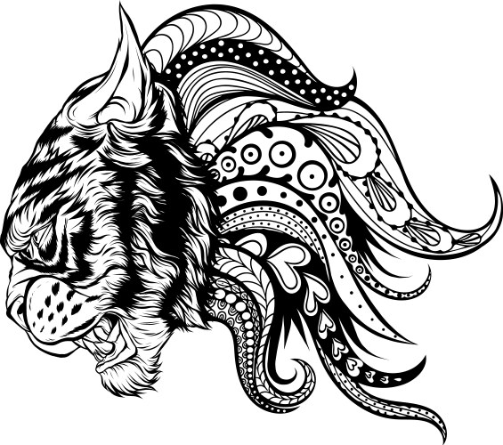 outline of tiger head design vector image