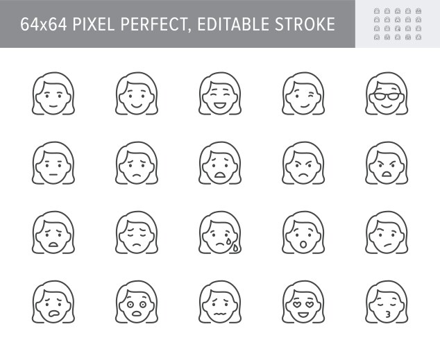 emoticons line icons include vector image