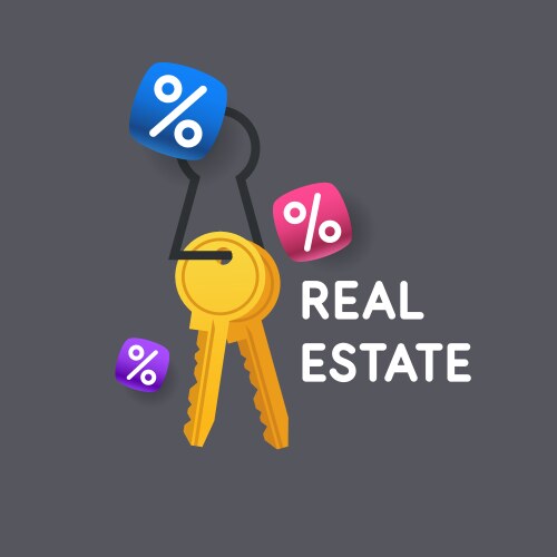 Real estate banner of key on background vector image