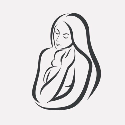 mother and baby stylized symbol mom hugs her vector image