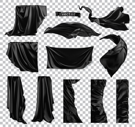 Black curtain image drapery fabric 3d realistic vector image