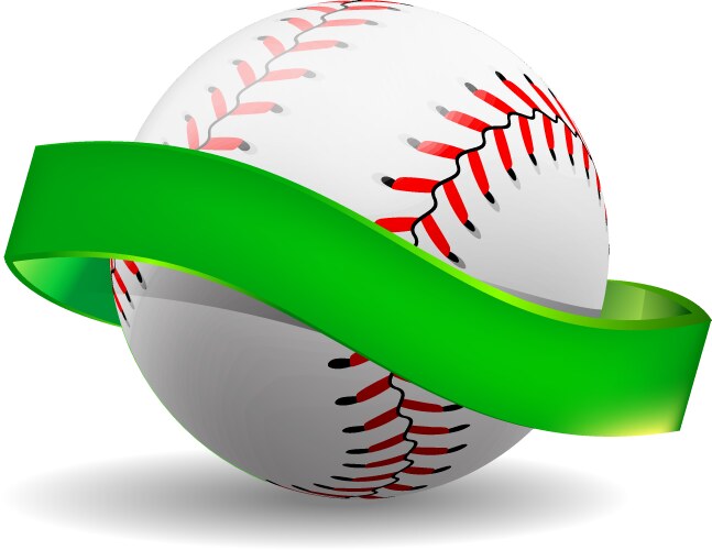 Baseball on white background with green vector image