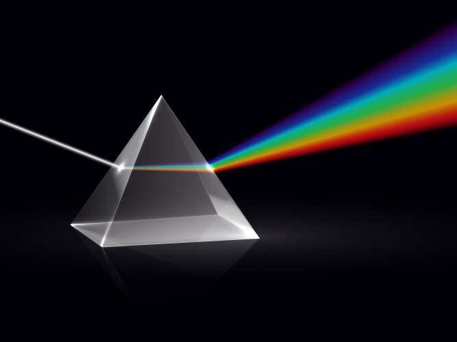 Light rays in prism ray rainbow spectrum vector image