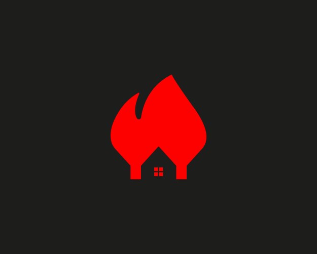 House fire logo design flame home insurance vector image