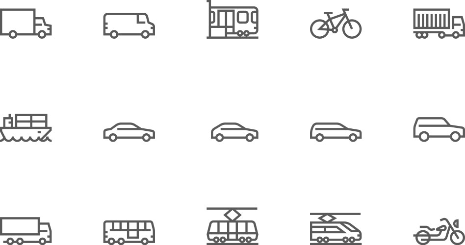 Transport line icons vector image