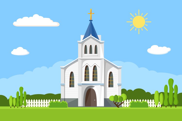 Church icon flat summer landscape vector image