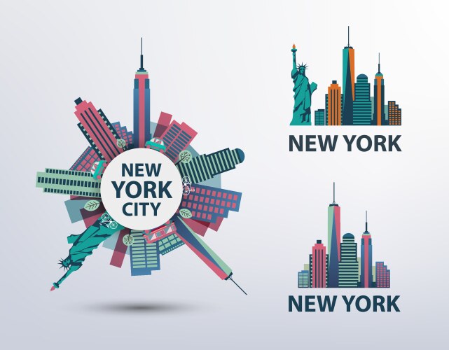 Set of nyc new york city icons logos vector image