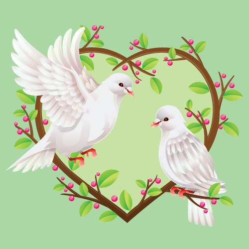 Dove on a heart shape tree vector image