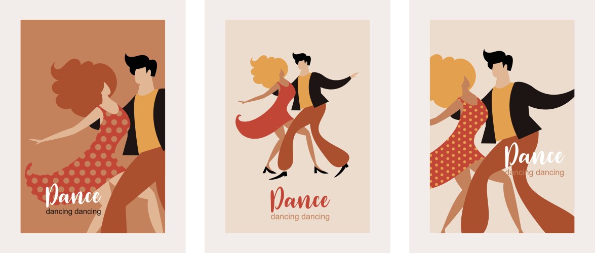 set vertical banners with dancing couple vector image