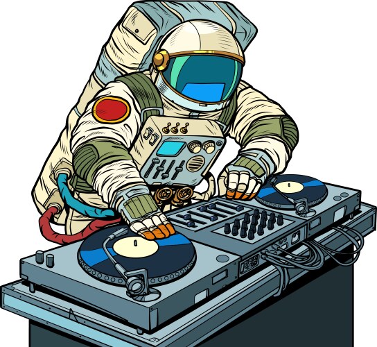 dj on vinyl turntables concert music performance vector image